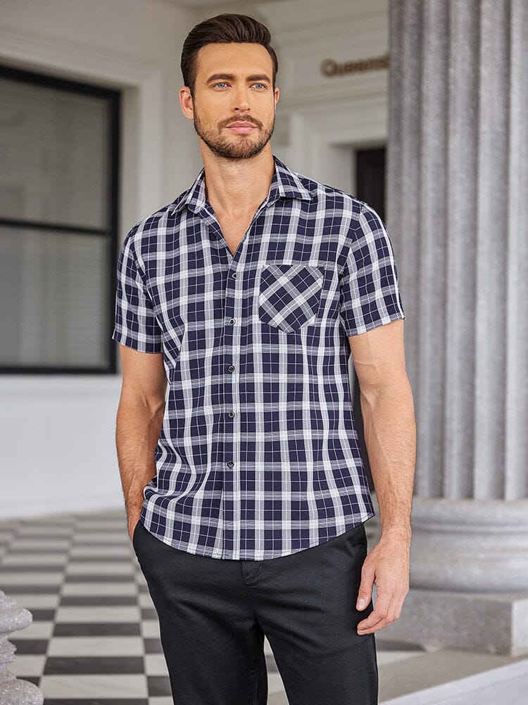 Casual Kurz Ärmel Plaid Hemd