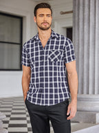 Casual Kurz Ärmel Plaid Hemd
