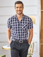 Casual Kurz Ärmel Plaid Hemd