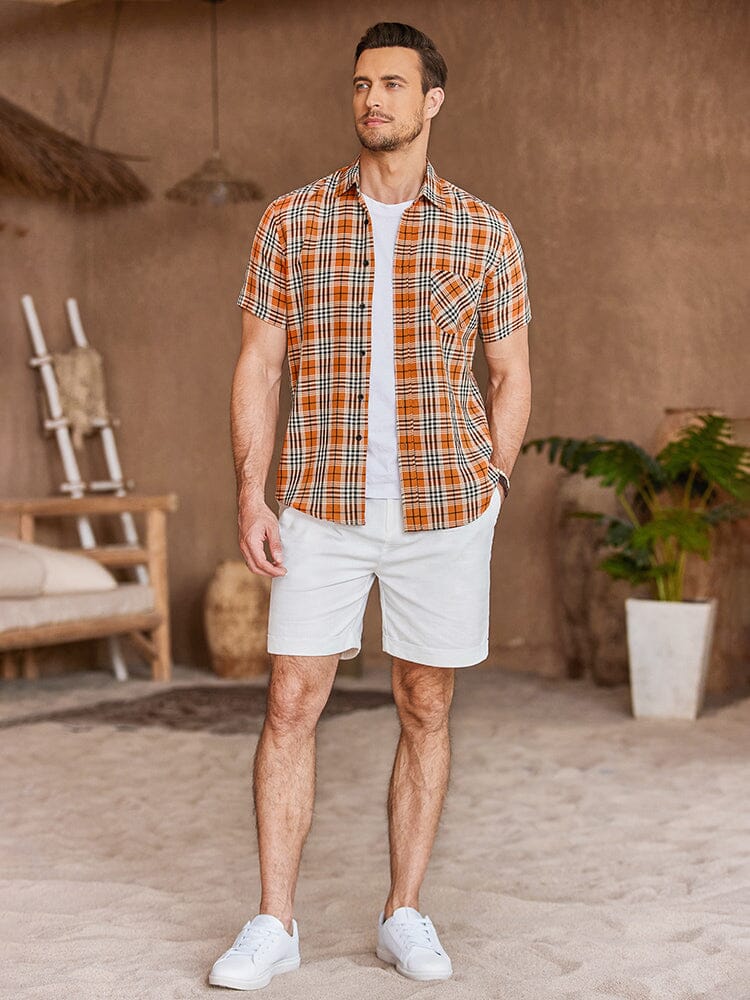 Casual Kurz Ärmel Plaid Hemd