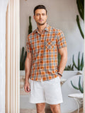 Casual Kurz Ärmel Plaid Hemd