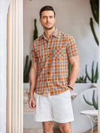 Casual Kurz Ärmel Plaid Hemd
