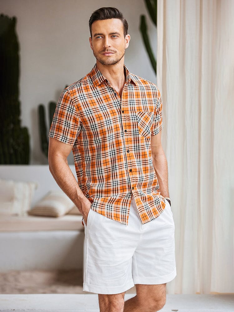 Casual Kurz Ärmel Plaid Hemd