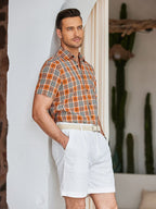 Casual Kurz Ärmel Plaid Hemd