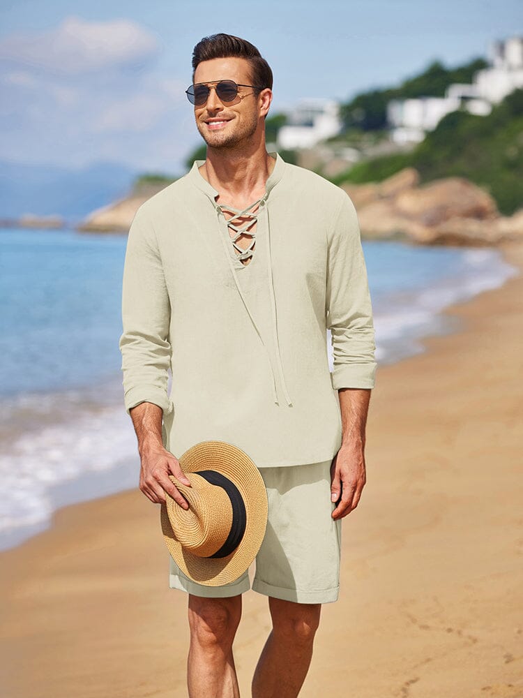 Baumwolle 2 Teile Henley Hemd Set