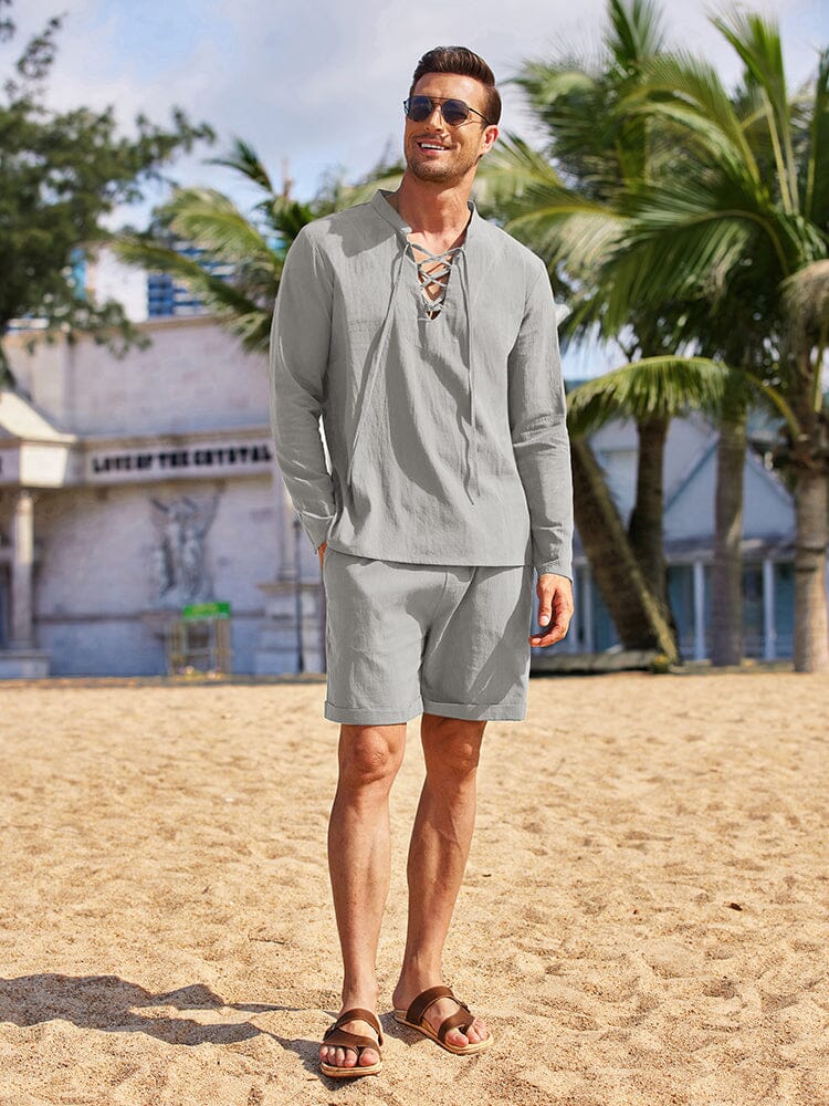 Baumwolle 2 Teile Henley Hemd Set