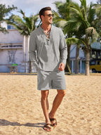 Baumwolle 2 Teile Henley Hemd Set