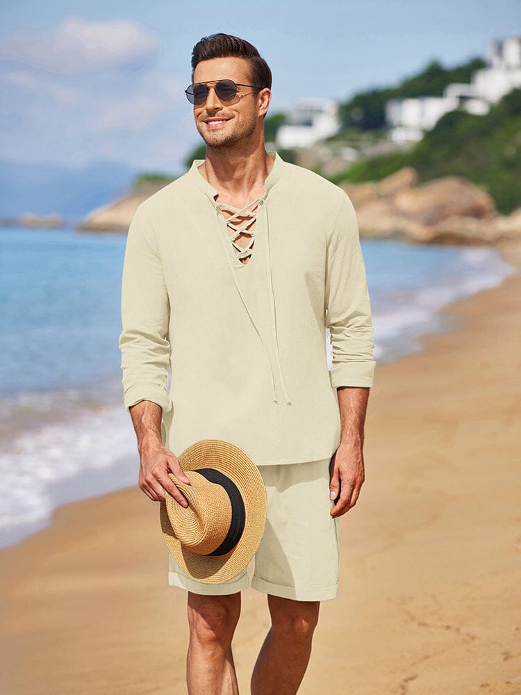 Baumwolle 2 Teile Henley Hemd Set