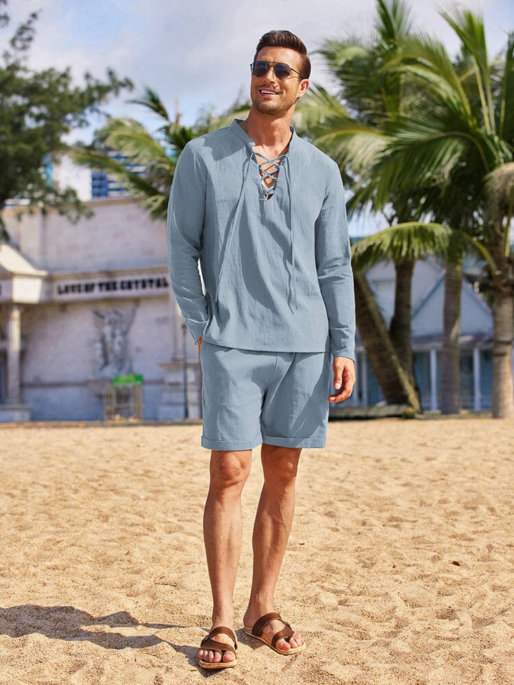 Baumwolle 2 Teile Henley Hemd Set