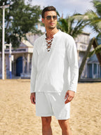Baumwolle 2 Teile Henley Hemd Set