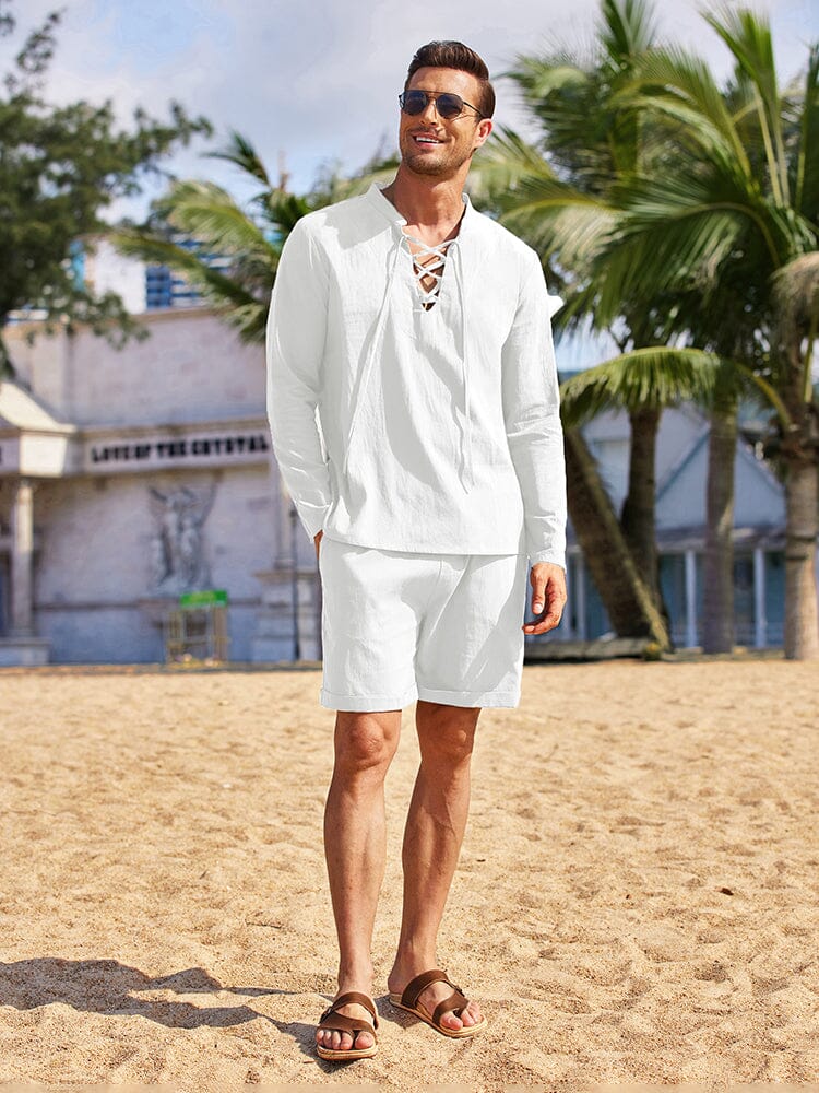 Baumwolle 2 Teile Henley Hemd Set