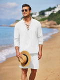 Baumwolle 2 Teile Henley Hemd Set