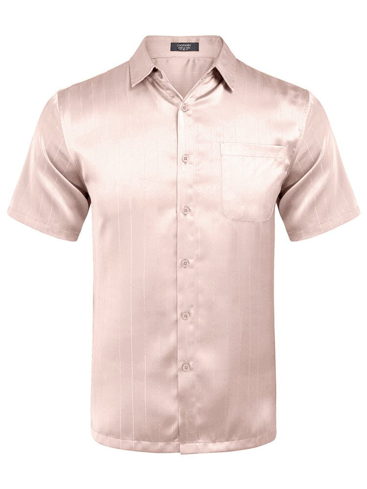 Casual Silk Satin Kurz Ärmel Hemd