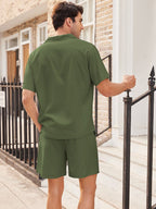 Casual Leinen Kurz Ärmel Hemd Sets