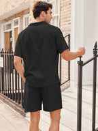 Casual Leinen Kurz Ärmel Hemd Sets