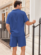 Casual Leinen Kurz Ärmel Hemd Sets