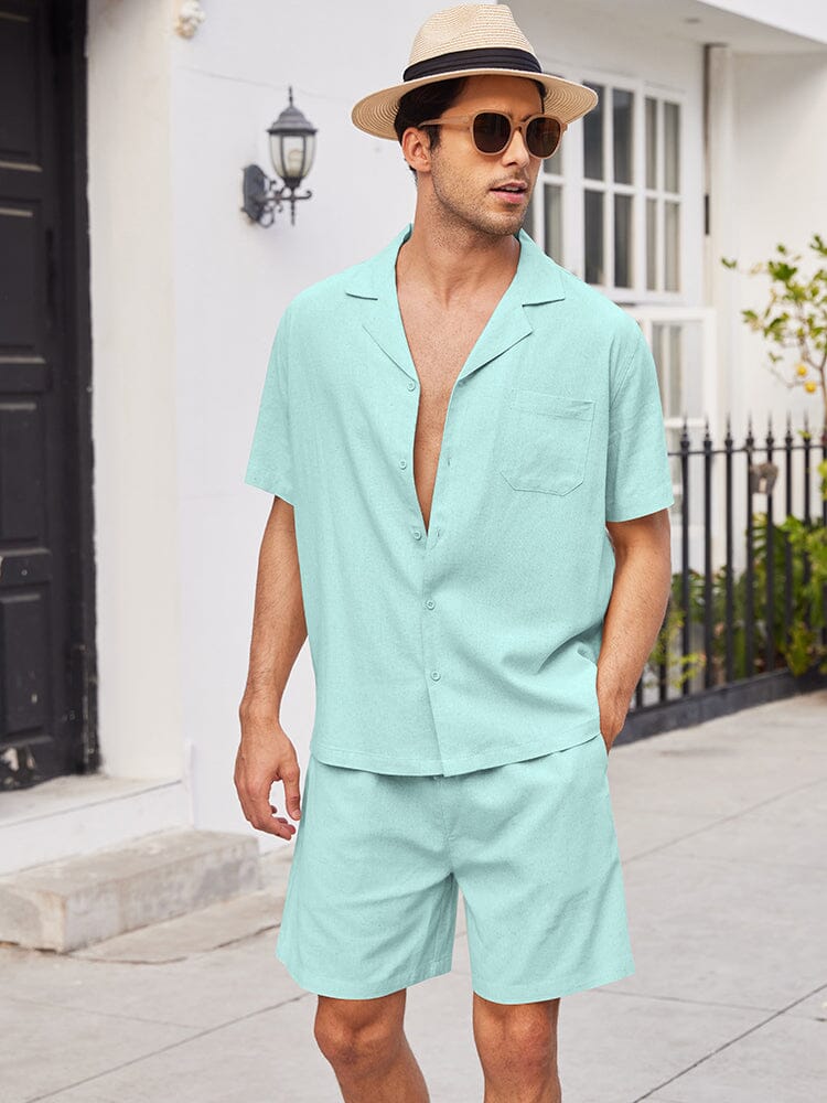 Casual Linen Short Sleeve Shirt Sets