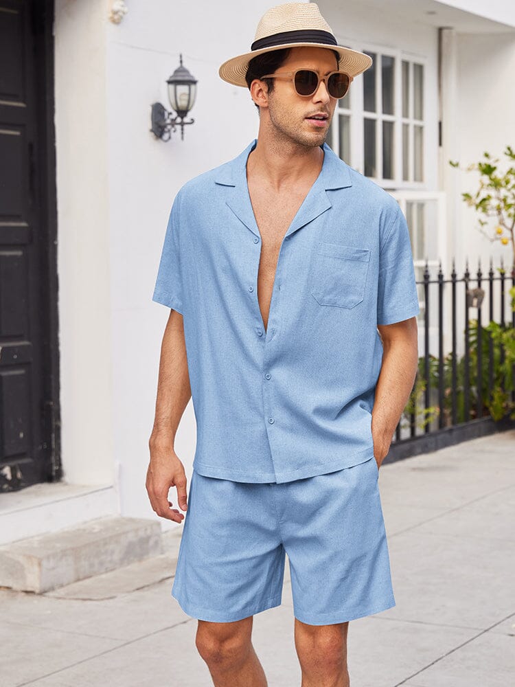 Casual Linen Short Sleeve Shirt Sets