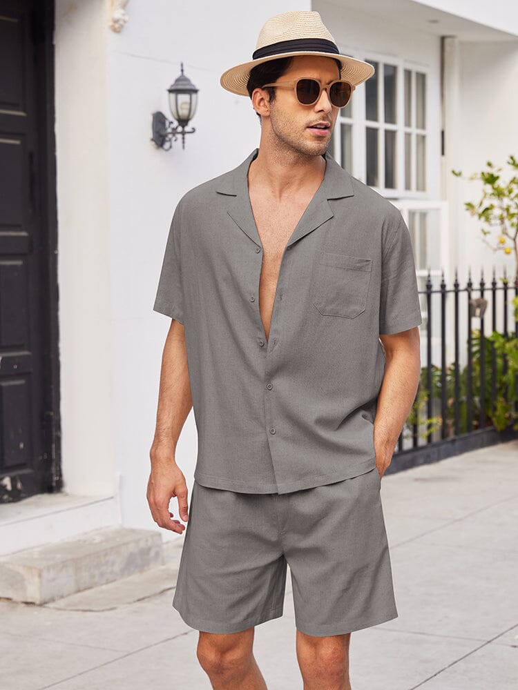 Casual Linen Short Sleeve Shirt Sets