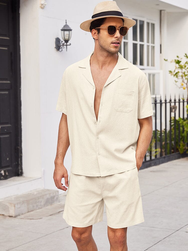 Casual Linen Short Sleeve Shirt Sets