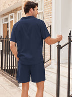Casual Leinen Kurz Ärmel Hemd Sets