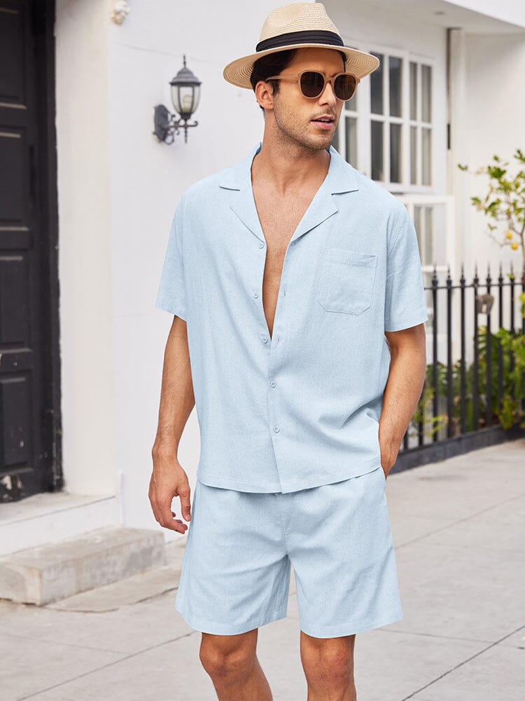 Casual Linen Short Sleeve Shirt Sets