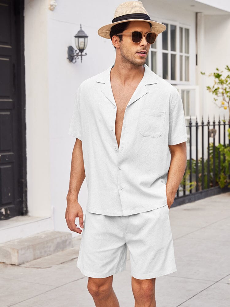 Casual Linen Short Sleeve Shirt Sets