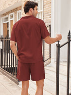Casual Leinen Kurz Ärmel Hemd Sets