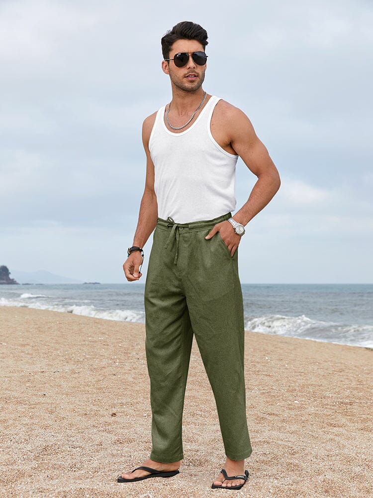 Casual Straight Leinen Drawstring Hose