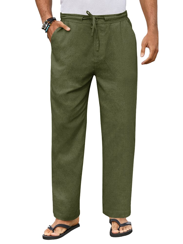Casual Straight Leinen Drawstring Hose