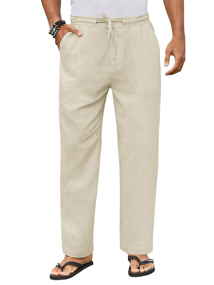 Casual Straight Leinen Drawstring Hose