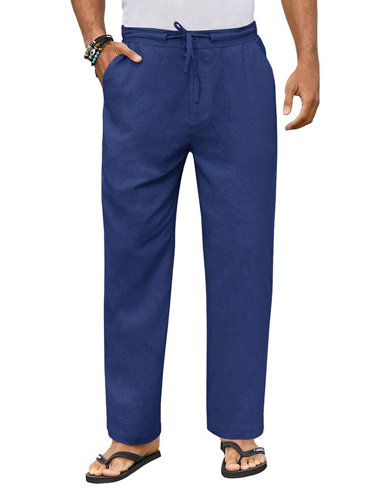 Casual Straight Leinen Drawstring Hose