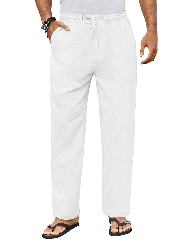 Casual Straight Leinen Drawstring Hose