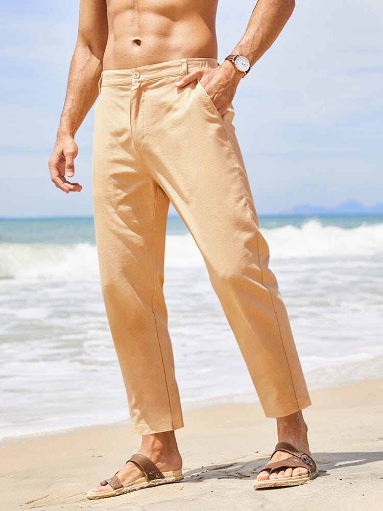 Klassisch Atmungsaktive Leinen Hose