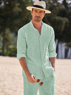 Casual Pure Baumwolle Strand Hemd Sets