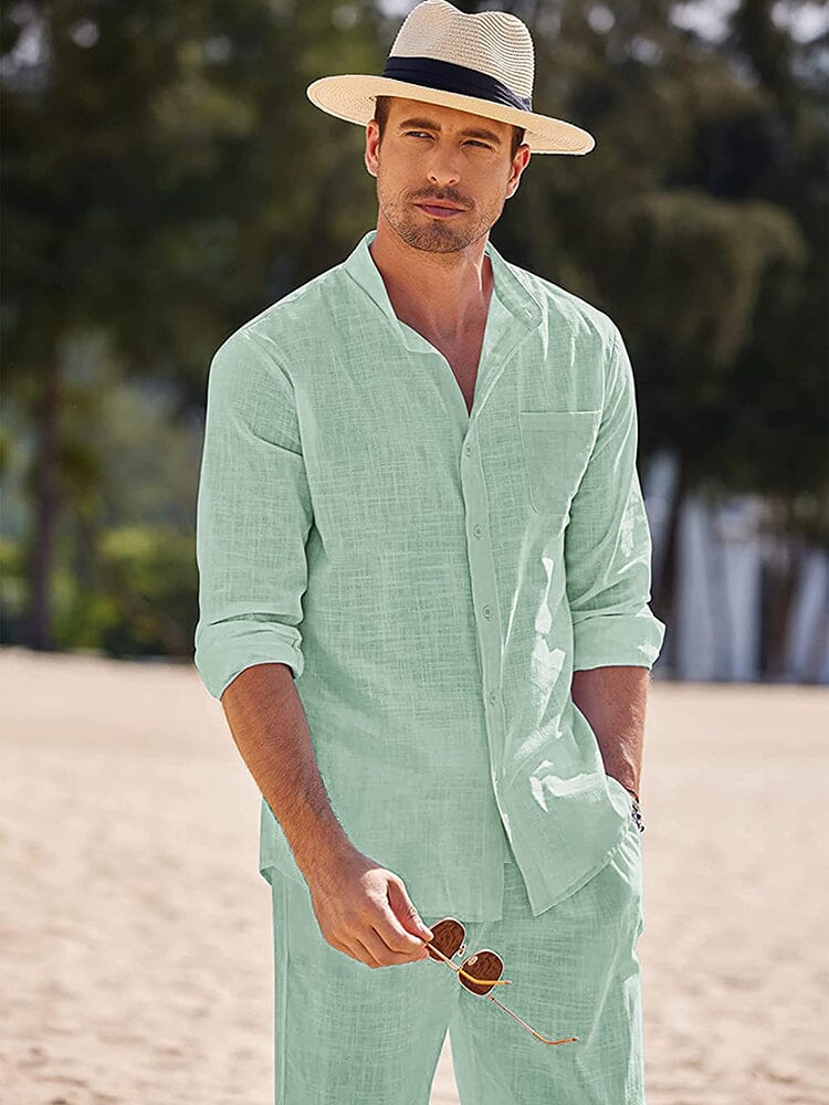 Casual Pure Baumwolle Strand Hemd Sets