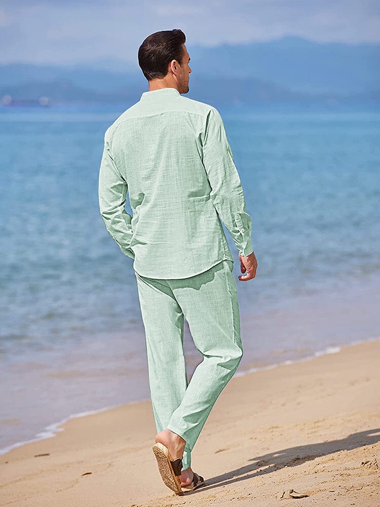 Casual Pure Baumwolle Strand Hemd Sets