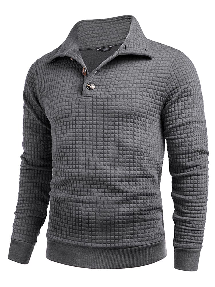 Casual Quarter Kragen Waffle Sweatshirt