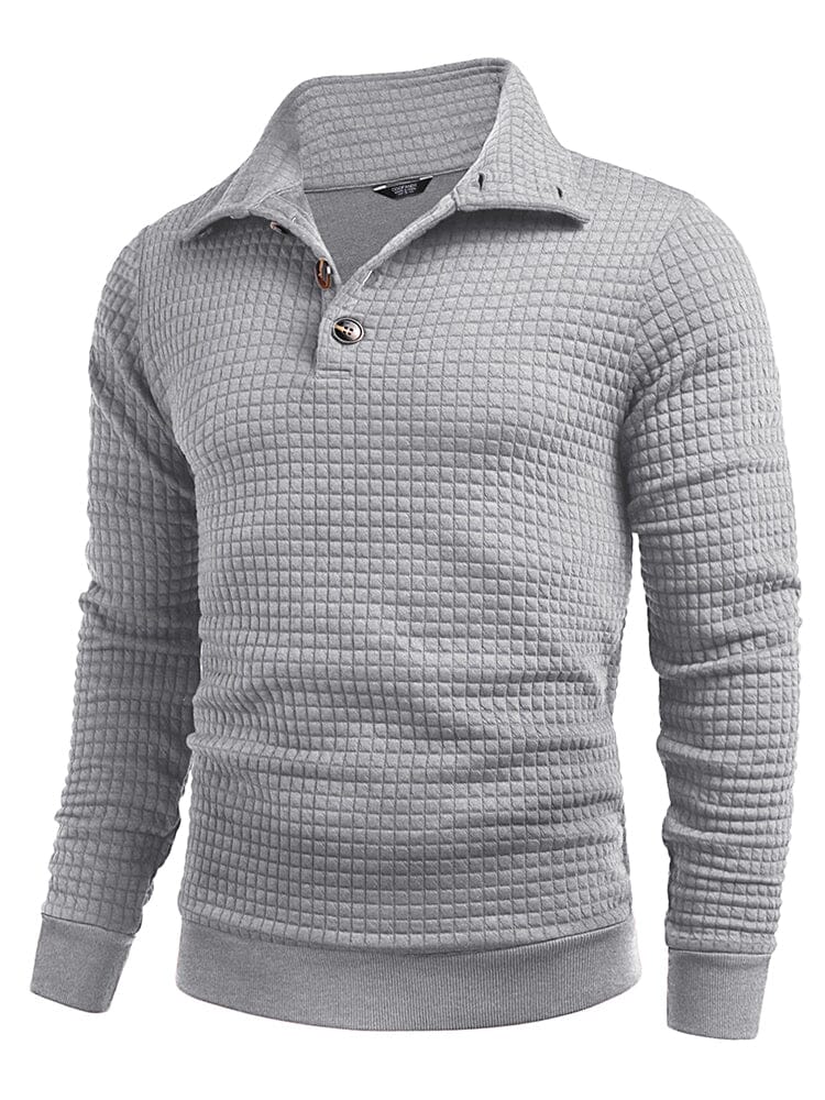 Casual Quarter Kragen Waffle Sweatshirt