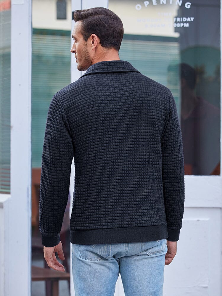 Casual Quarter Kragen Waffle Sweatshirt