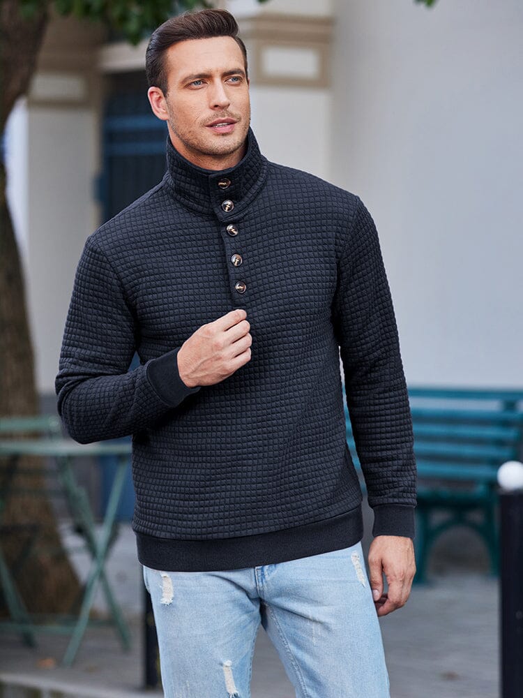 Casual Quarter Kragen Waffle Sweatshirt
