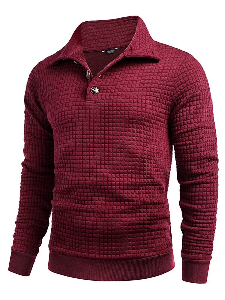 Casual Quarter Kragen Waffle Sweatshirt