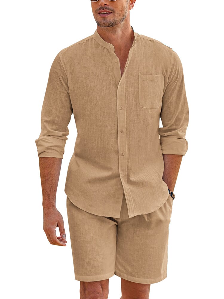 Casual 100% Baumwolle Strand Hemd Sets