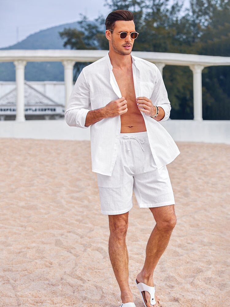 Casual 100% Baumwolle Strand Hemd Sets