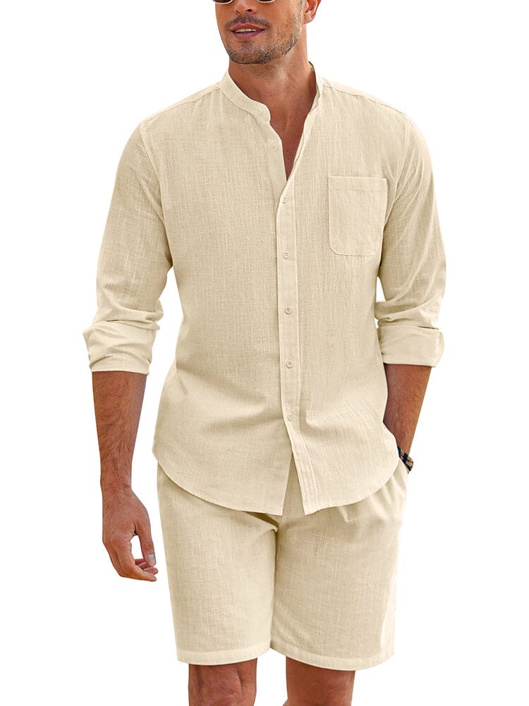 Casual 100% Baumwolle Strand Hemd Sets