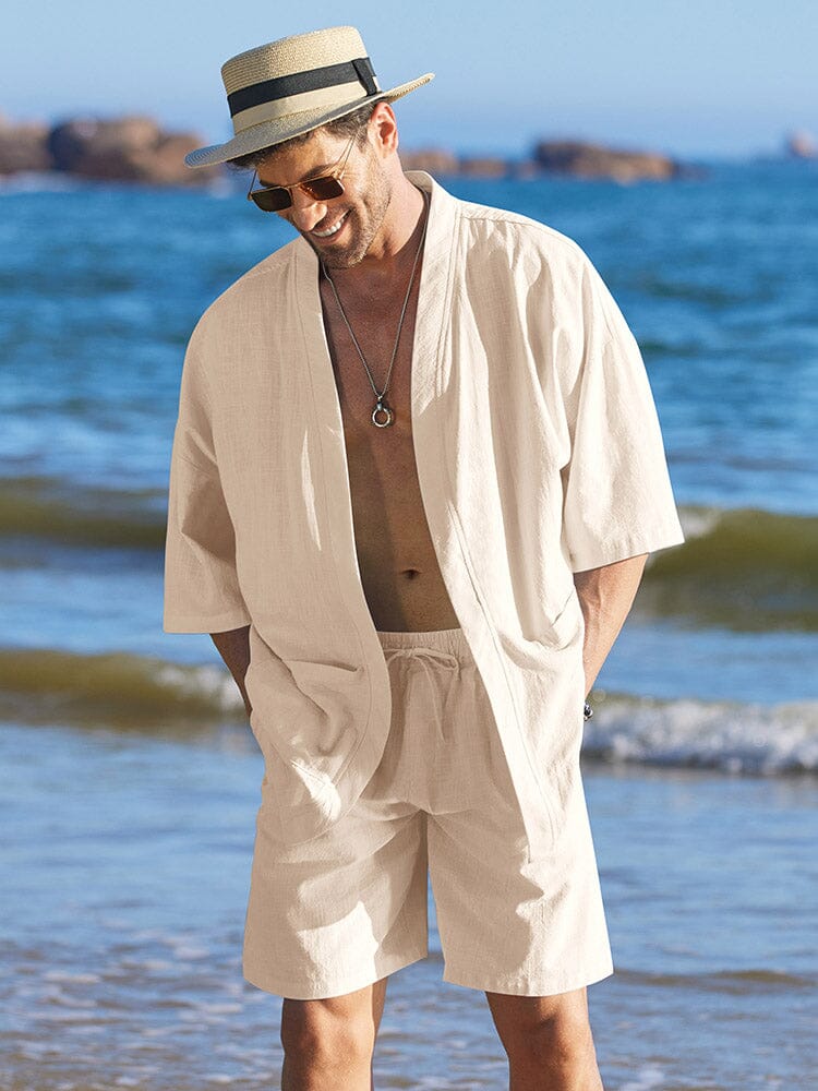 Casual Baumwolle Leinen Kimono Sets