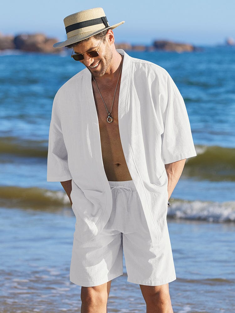 Casual Baumwolle Leinen Kimono Sets