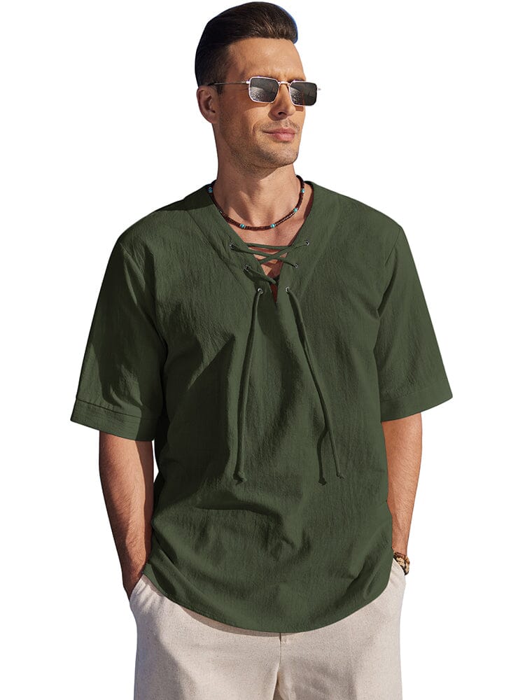 Casual Atmungsaktive Lace Up Hemd
