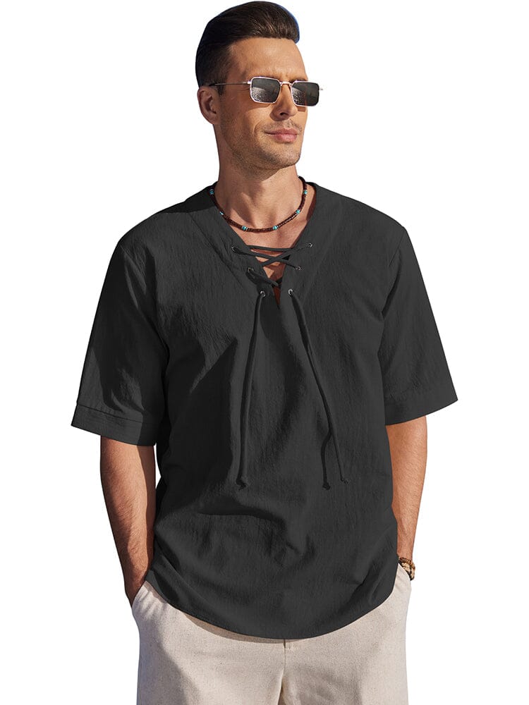 Casual Atmungsaktive Lace Up Hemd
