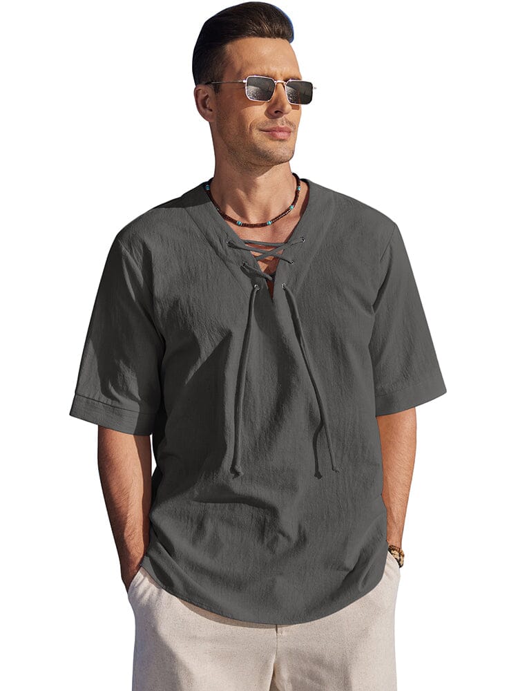Casual Atmungsaktive Lace Up Hemd
